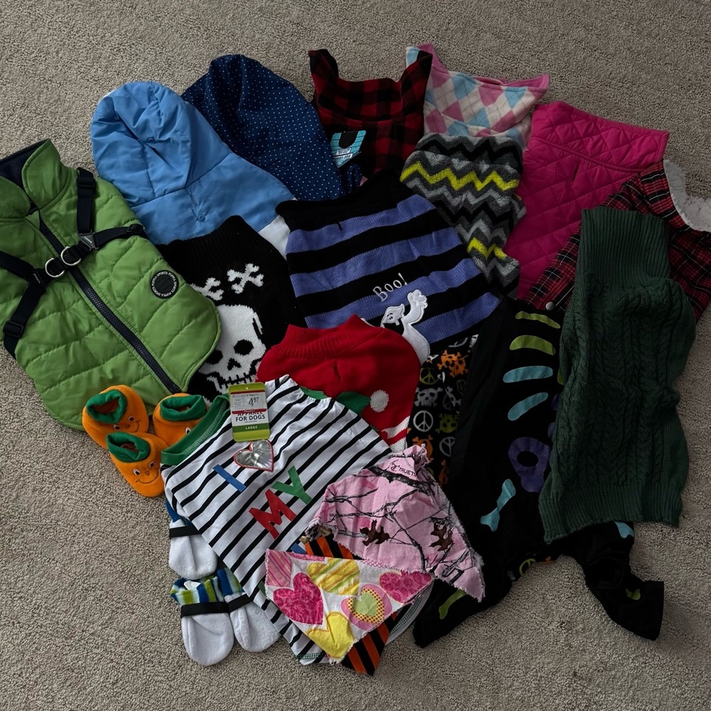Large pet clothing bundle new